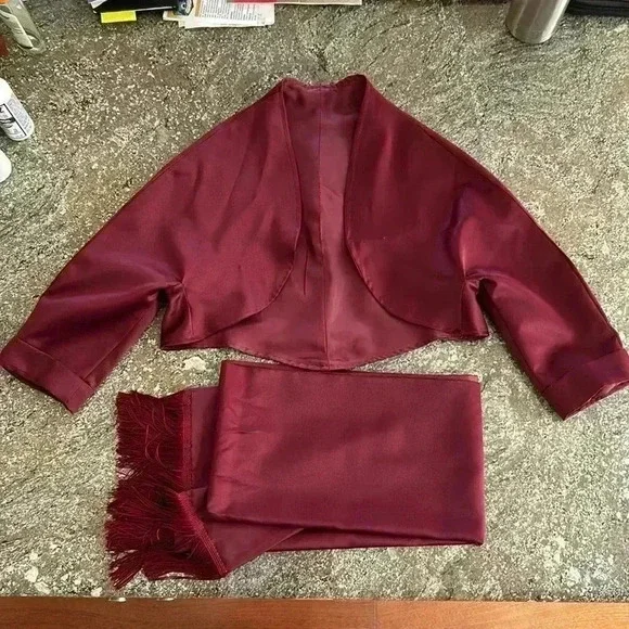 EUC Victorian Shakespeare Formal Corset Dress Floral Beaded Tulle Maxi Burgundy - Picture 9 of 13